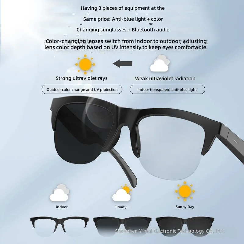 Photochromic Smart Sunglasses Audio - F02 Smart Bluetooth Bril voor Heren