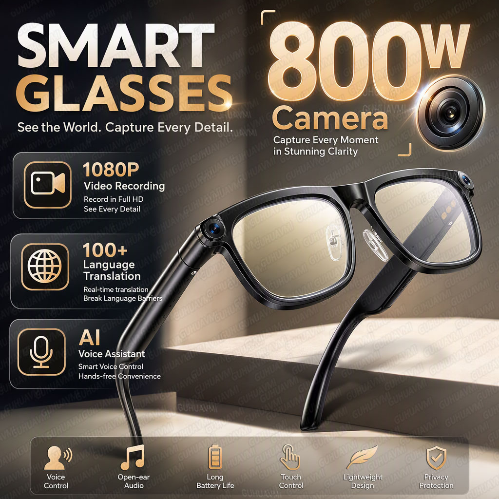 Smart Sunglasses Open Ear Music Calls - 2026 Nieuwe 4K HD 800W Camera