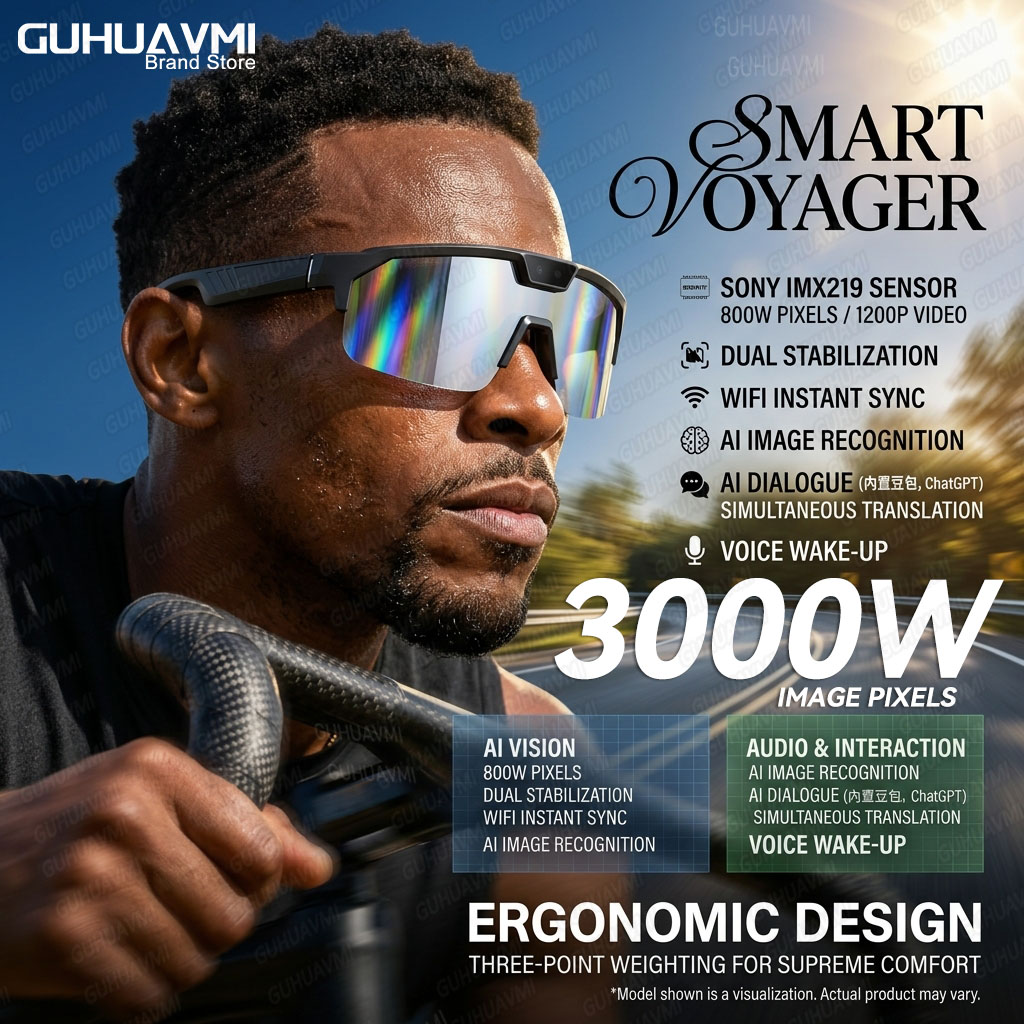 Photochromic Smart Sunglasses Audio - Fotochromatische slimme bril met 1200P HD