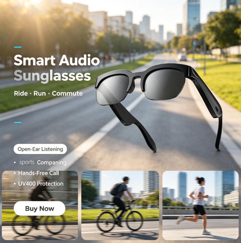 Smart Audio Glasses Bluetooth Polarized - 2-in-1 slimme Bluetooth-zonnebril, gepolariseerde audiobril, muziek,