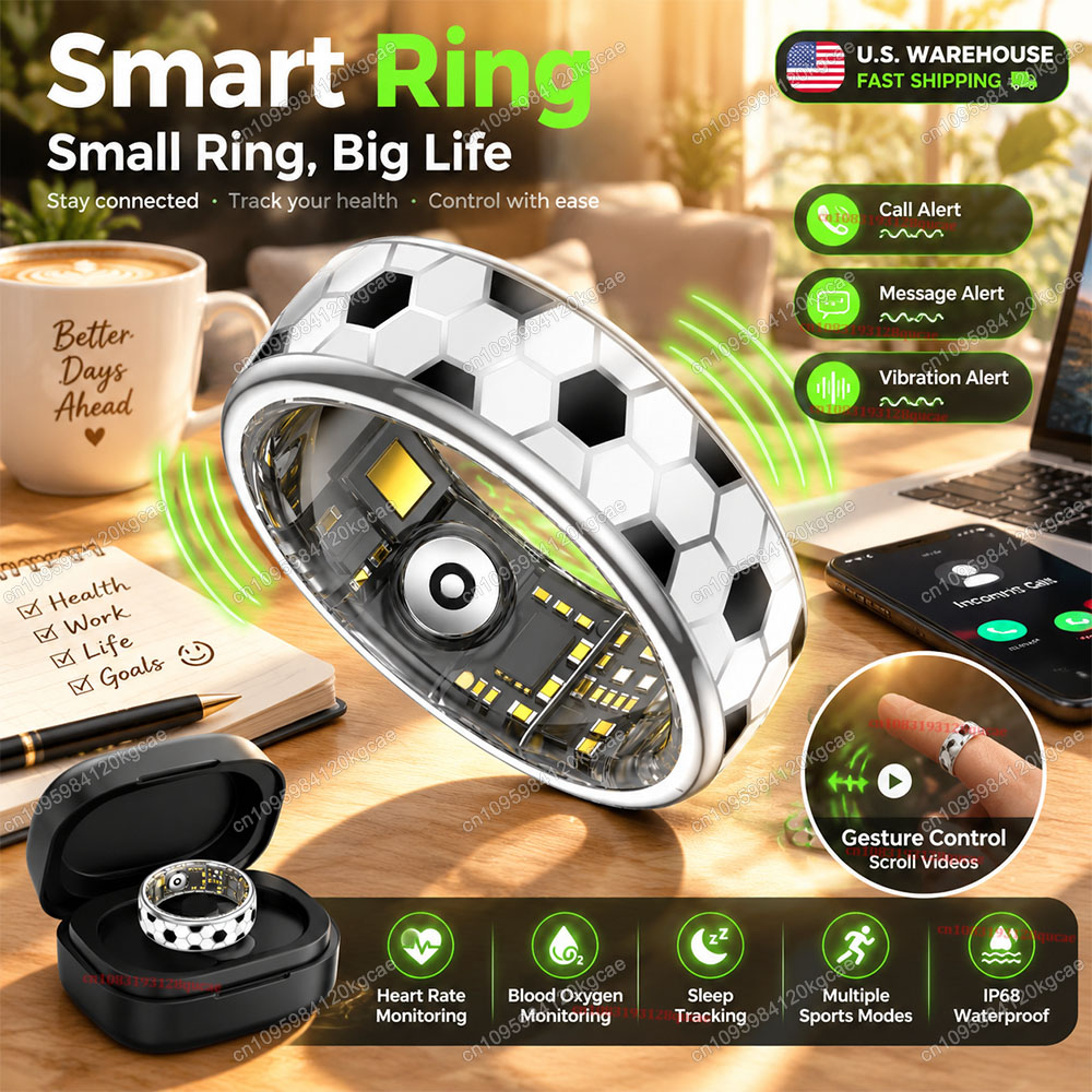 Smart Ring Health Tracker Blood Oxygen - 2026 Smart Ring Bluetooth Oproep Vibratie
