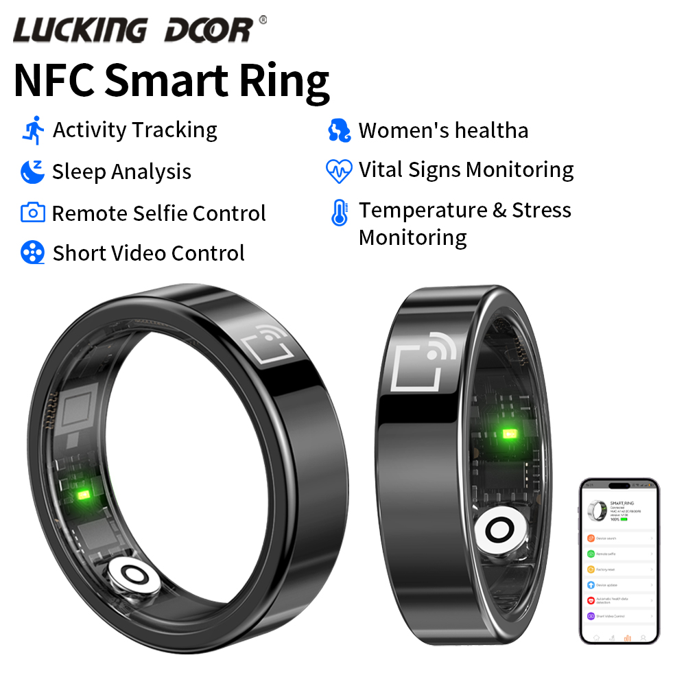 Smart Ring Health Tracker Blood Oxygen - IP68 Waterdichte NFC Smart Ring Multi-Sensor