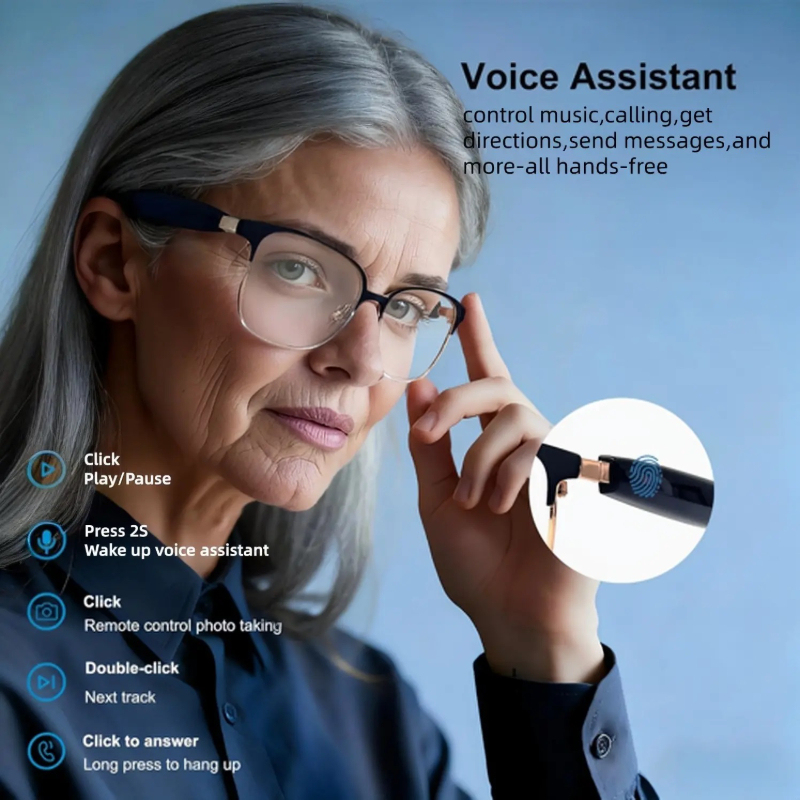 Blue Light Blocking Smart Audio Glasses - Bluetooth-audio-bril met leesfunctie, muziekbril met blauwlichtfilterende