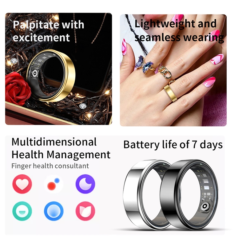 Smart Ring Health Tracker Blood Oxygen - Slimme Ring Gezondheidstracker Hartslag Bloedzuurstofmeter Waterdicht