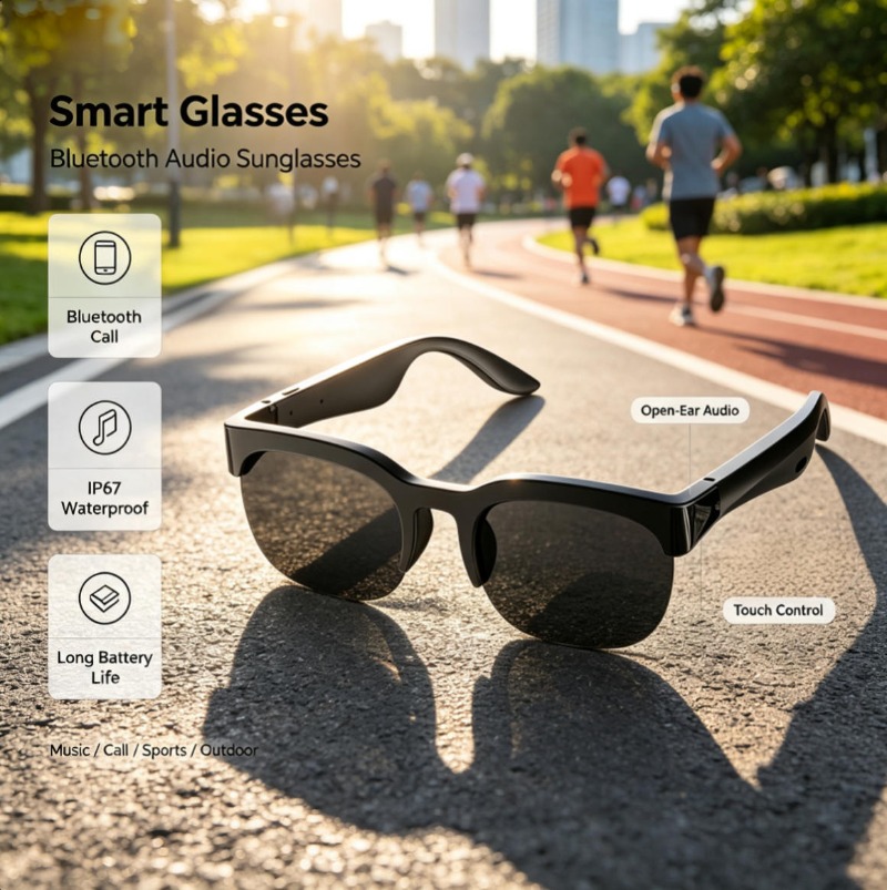 Smart Audio Glasses Touch Control - Bluetooth Audio Smart Bril Open-Oor Audio