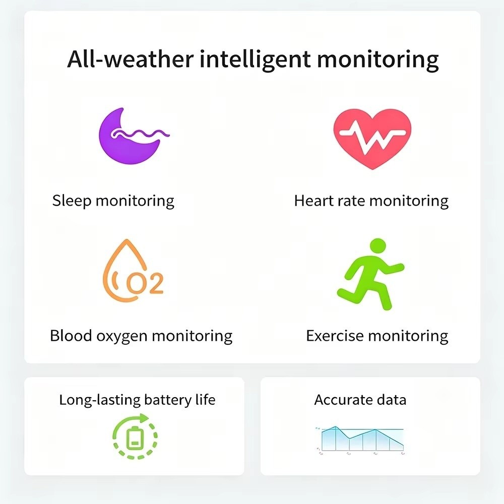 Smart Ring Health Tracker Blood Oxygen - Slimme ring met diamanten, waterdicht (IP68),