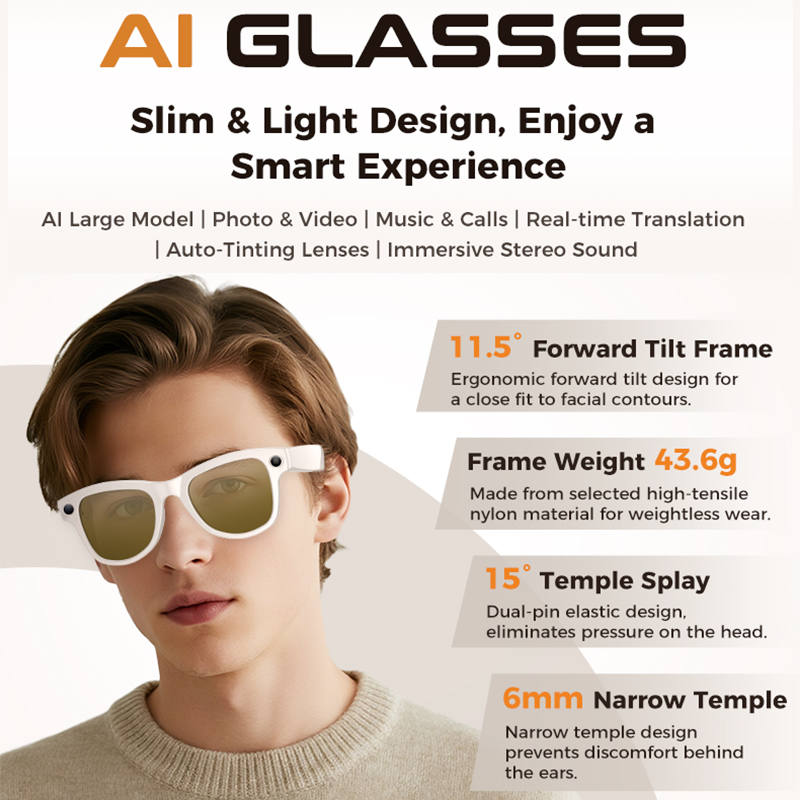 Nieuwe 800W Smart Glasses AI V - Smart Glasses Camera Video Recording 1080P recensie en prijs