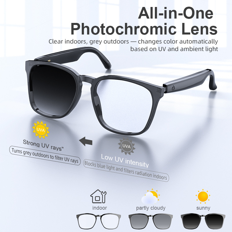YBA14 AI-vertaalbril Fotochrom - Photochromic Smart Sunglasses Audio recensie en prijs