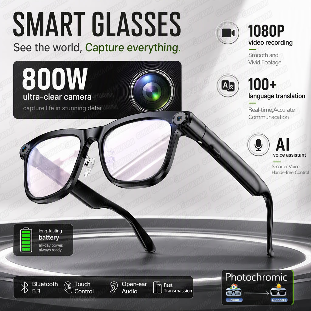 Nieuwe Top1 Smart Bril met 8MP - Smart Glasses Camera Video Recording 1080P recensie en prijs