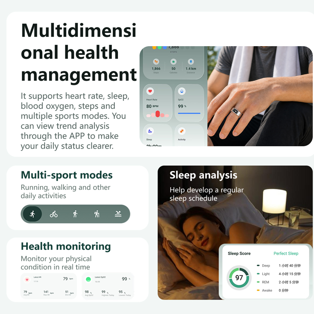 SR116 Spraakopname AI Vertalin - Smart Ring Health Tracker Blood Oxygen recensie en prijs