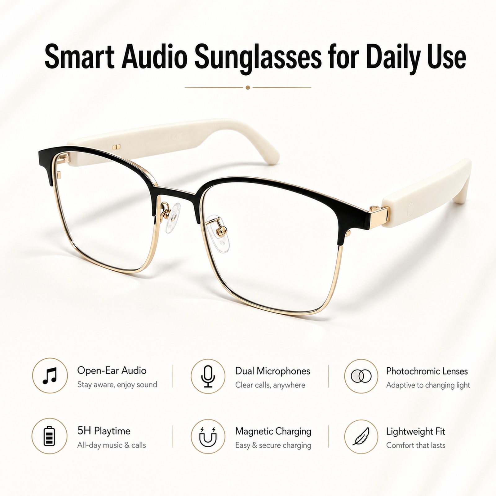 Open-ear Bluetooth-bril voor k - Smart Sunglasses Open Ear Music Calls recensie en prijs