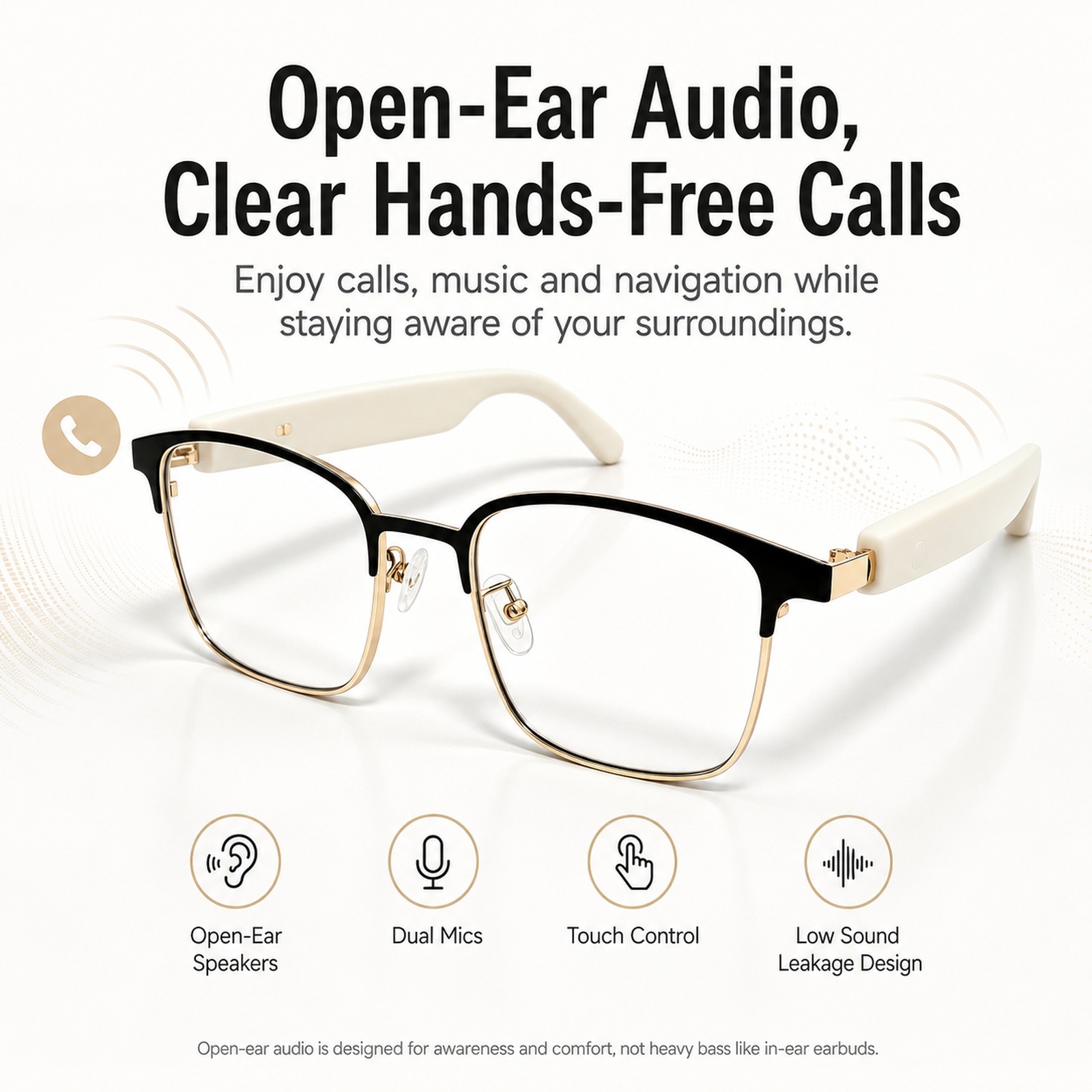 Open-ear Bluetooth-bril voor k - Smart Sunglasses Open Ear Music Calls recensie en prijs
