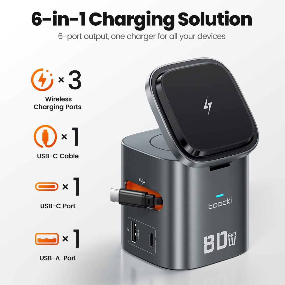 Toocki 80W 6-in-1 GaN-laadstat - Smart Glasses Magnetic Charging Cable recensie en prijs
