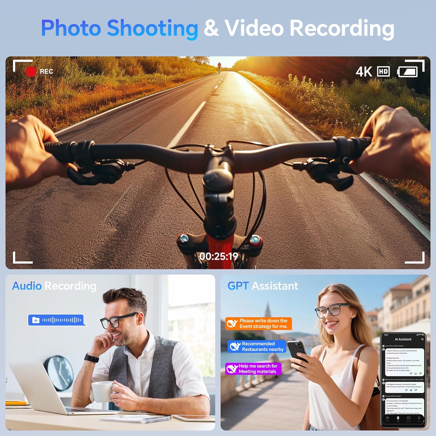 2026 Nieuwe Slimme AI Bril 108 - Smart Glasses Camera Video Recording 1080P recensie en prijs